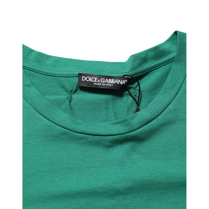 Dolce & Gabbana Green Cotton Graphic Logo Print Crewneck T-shirt