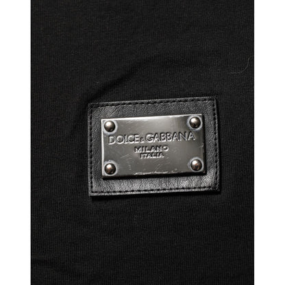 Dolce & Gabbana Black Logo Plaque Cotton Crew Neck T-shirt