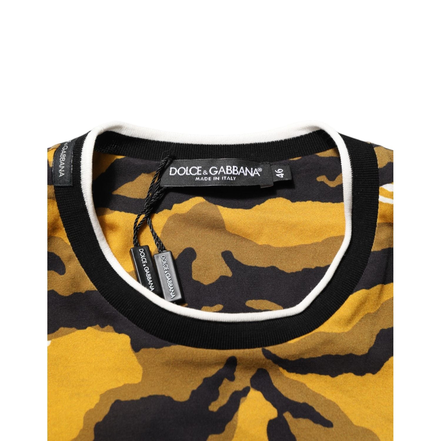 Dolce & Gabbana Multicolor Leopard Palm Leaf Men Crew Neck T-shirt