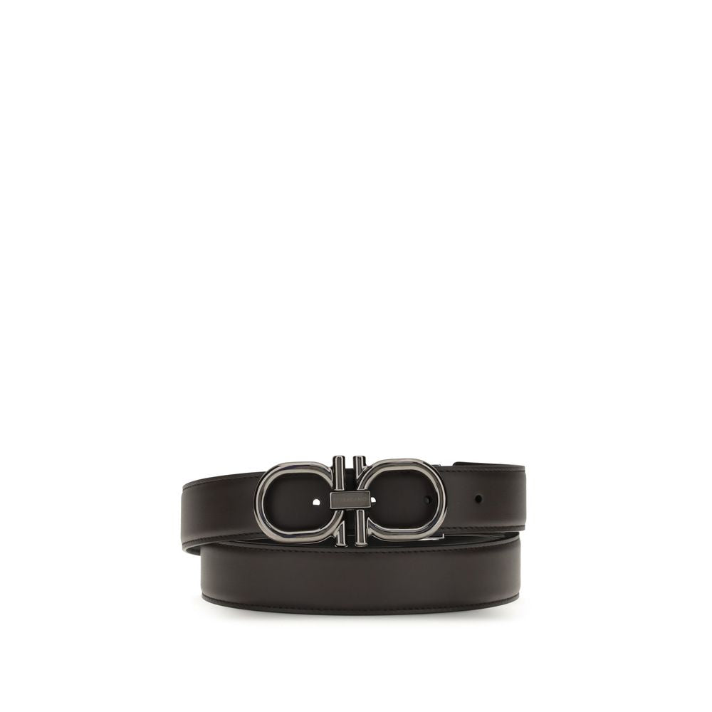 Ferragamo Brown Calf Leather Bos Taurus Regular Belt with Gancini buckle