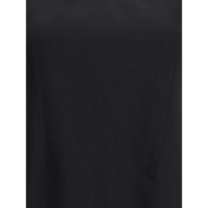 Close-up of Alexander McQueen Black Wool Casual Dress showcasing its elegant fitted design and sophisticated cut. Perfect for AW25 season.