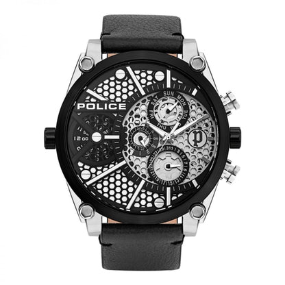 Police Black Leather Bracelet Watch