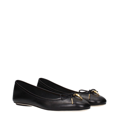 Chloé Black Leather Ballet Flats with front detail, MPN CHC25S08HQN001, code F84532, featuring elegant design.