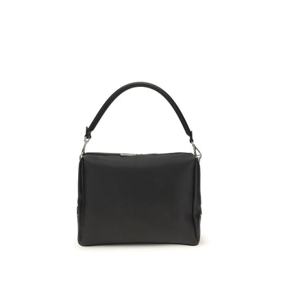 Fendi Black Calf Leather Bos Taurus Shoulder Bag with FF metal accents and palladium hardware.