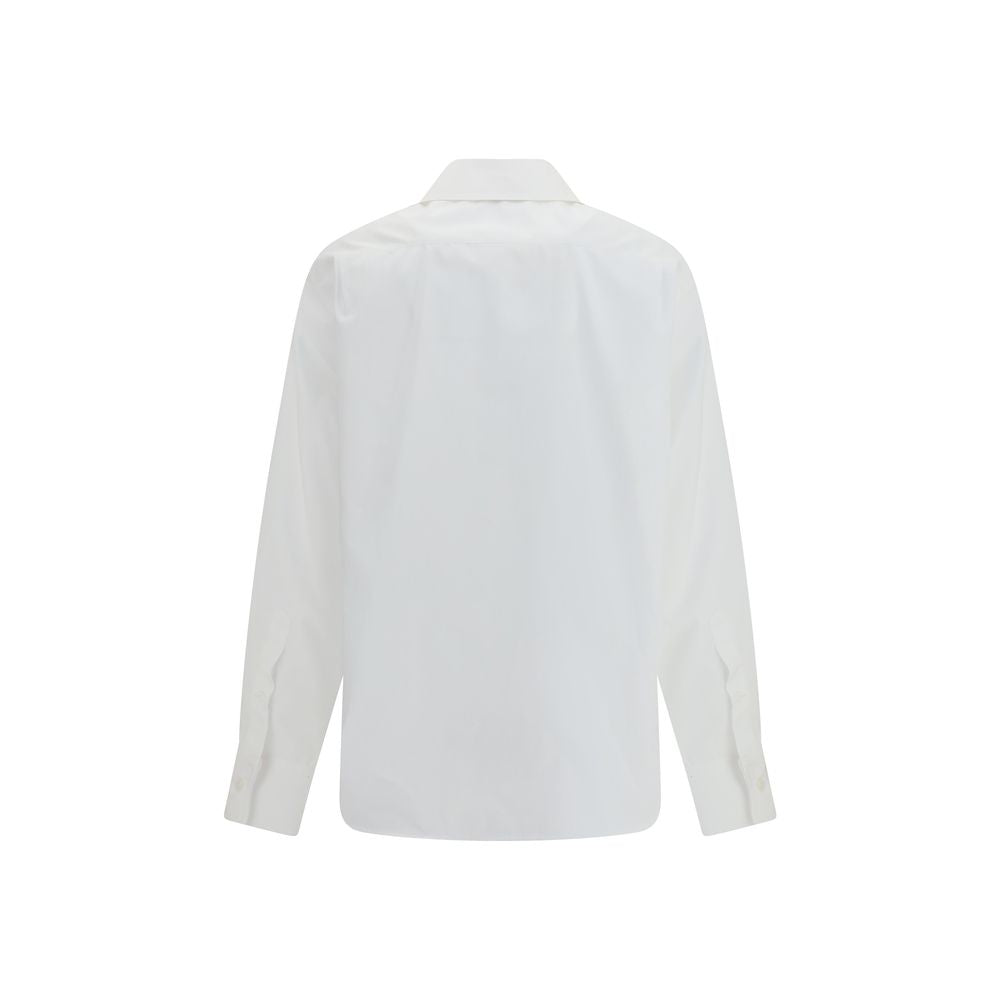 Back view of Alexander McQueen White Cotton Dress Shirt with embellished collar, long sleeves, and regular fit design. Ideal for formal wear.