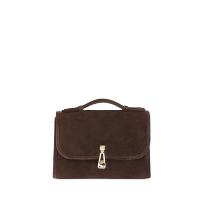 Gabriela Hearst Brown Leather Shoulder Bag with top handle and crossbody strap, featuring versatile compartments and elegant design.