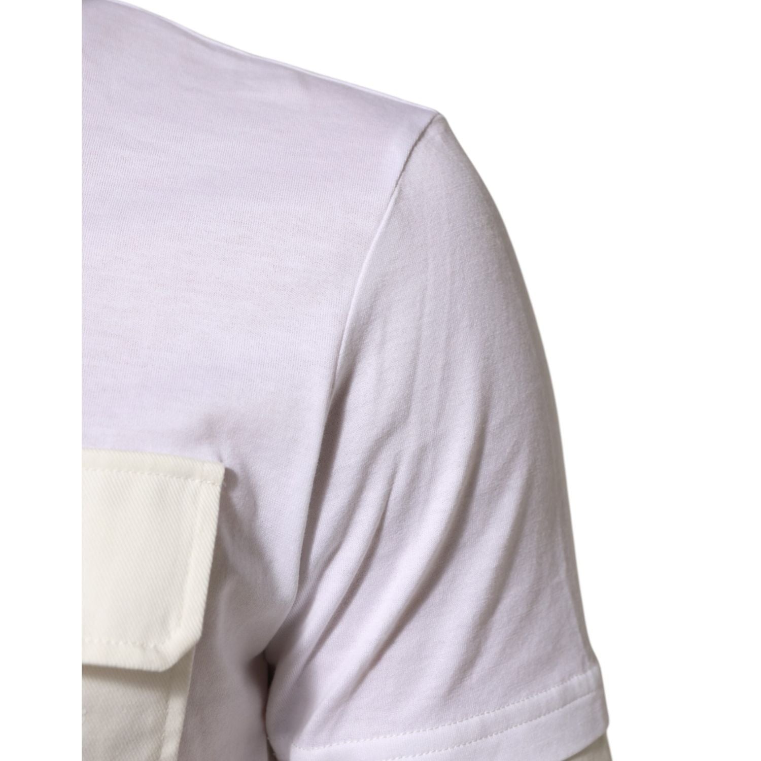 Dolce & Gabbana White Cotton Pocket Short Sleeves Men T-shirt