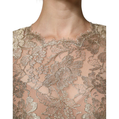 Dolce & Gabbana Gold Floral Lace A-line Sheath Mini Dress