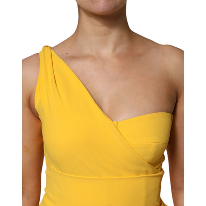 Dolce & Gabbana Yellow One Shoulder Side Slit Sheath Dress
