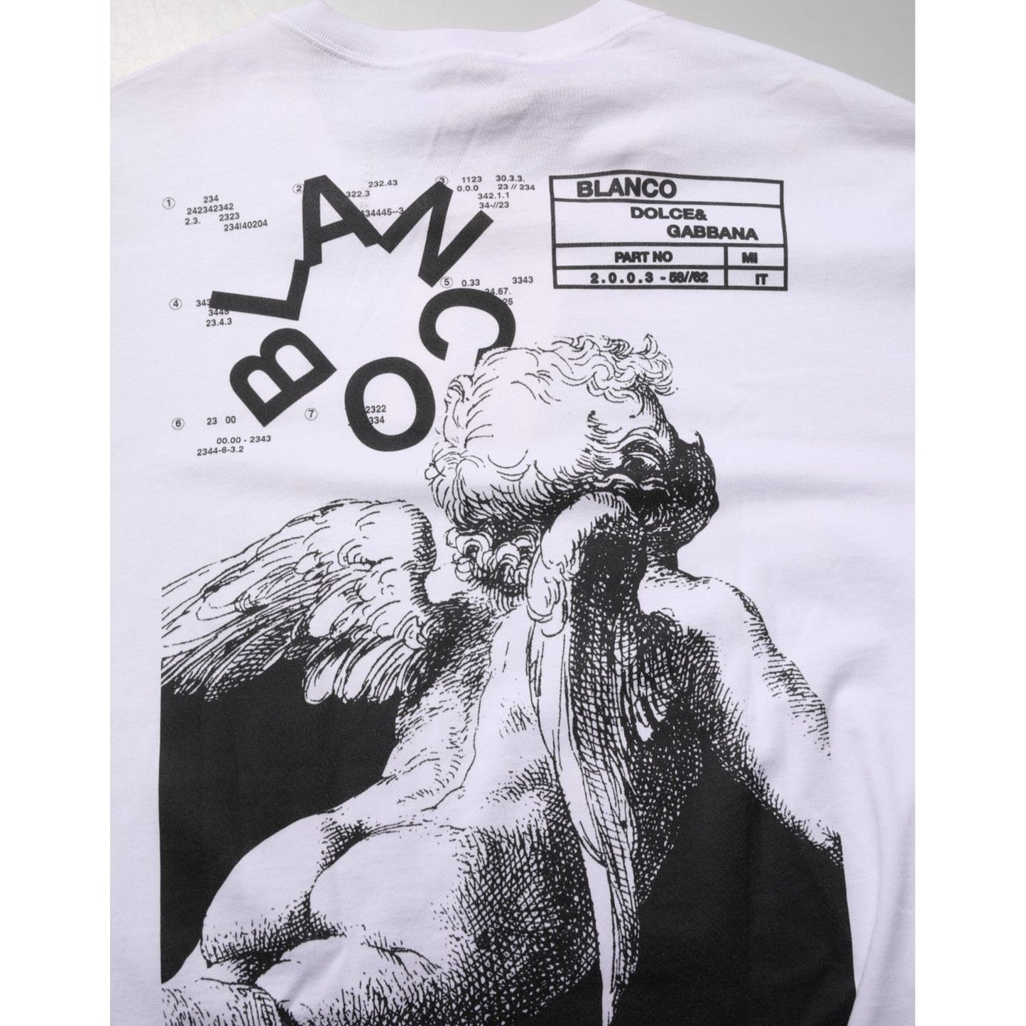 Dolce & Gabbana White Angel Print Cotton Men Crew Neck T-shirt