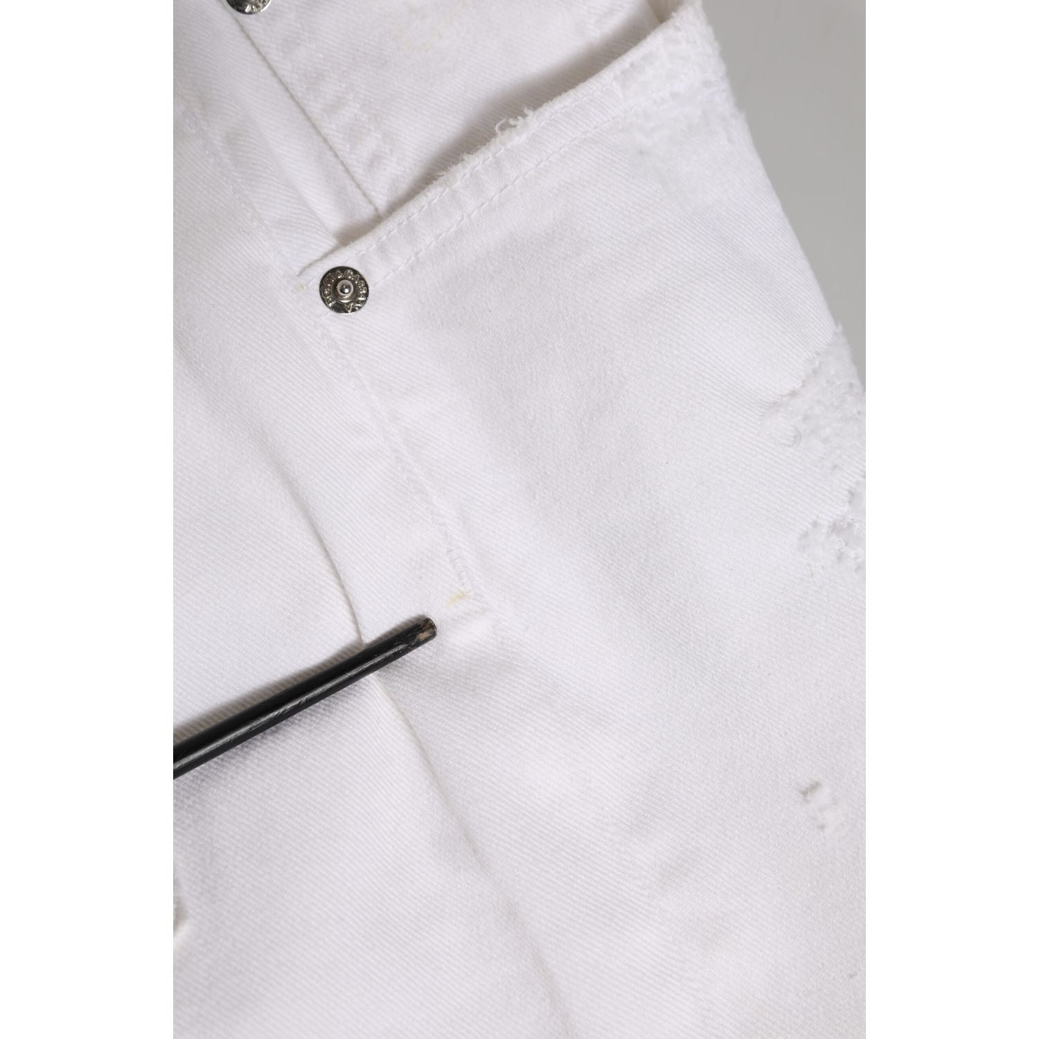 Dolce & Gabbana White Cotton Tattered BOYFRIEND Denim Jeans