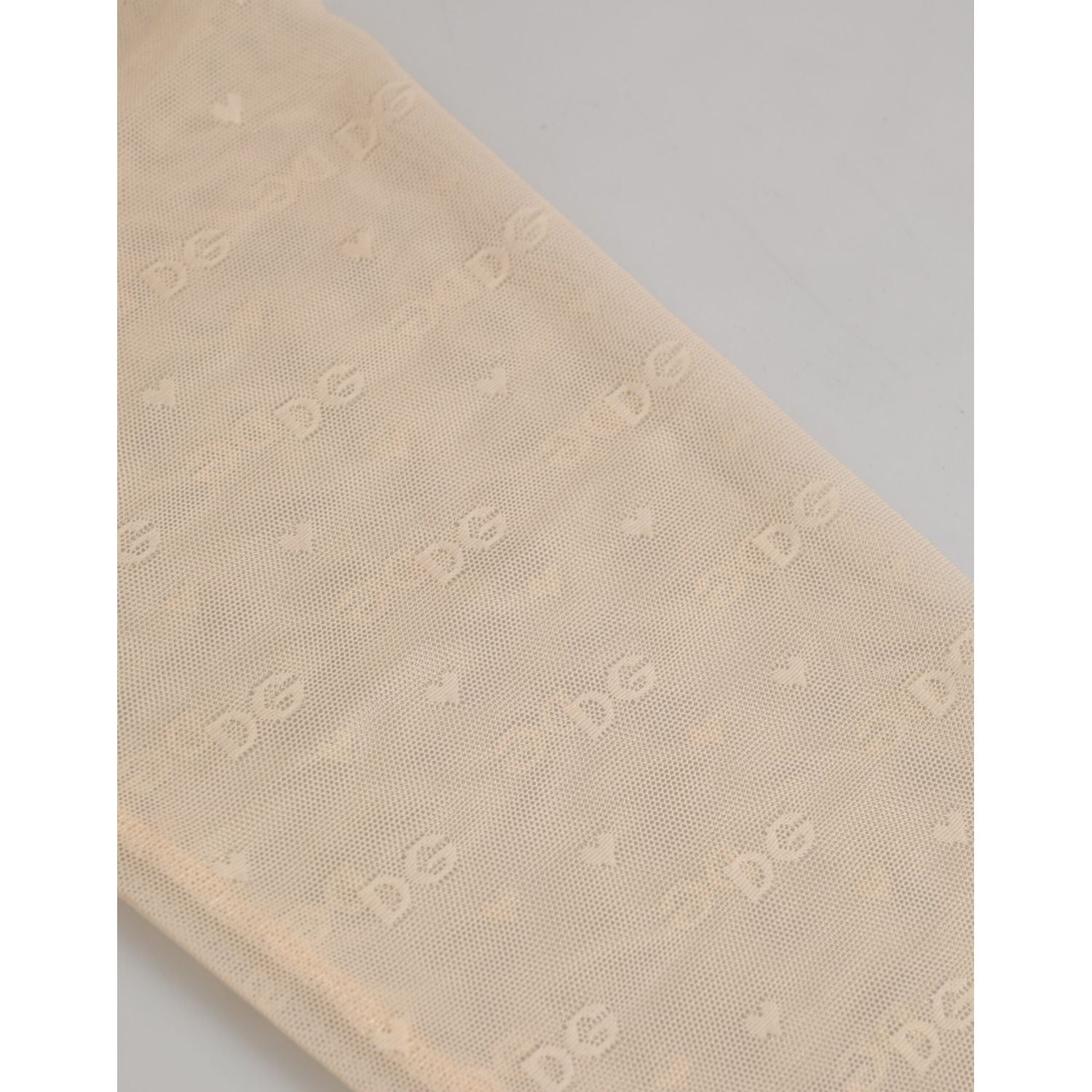 Dolce & Gabbana Beige Nylon Logo Lace Leggings Pants Underwear