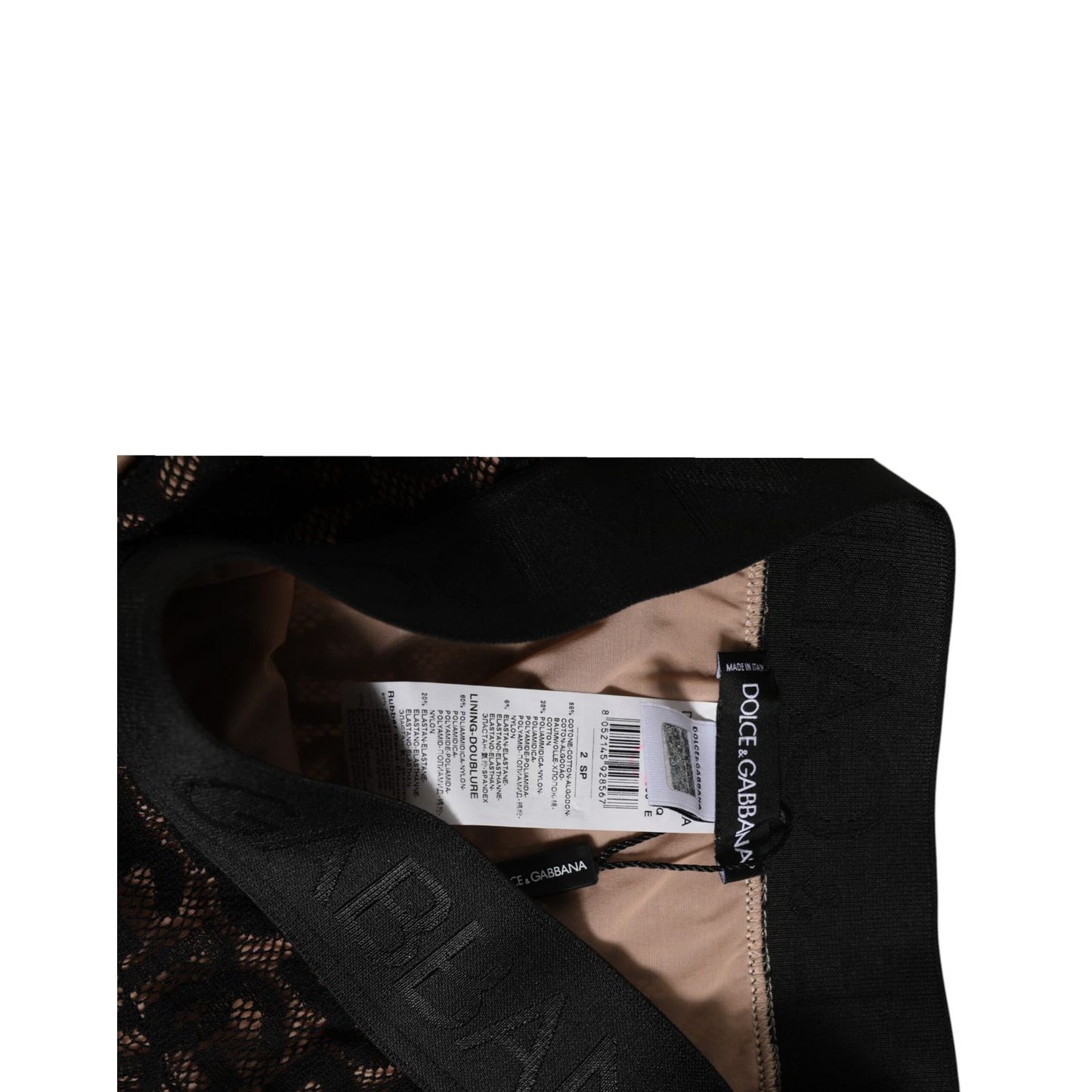 Dolce & Gabbana Black DG Logo Lace High Brief Panty Underwear