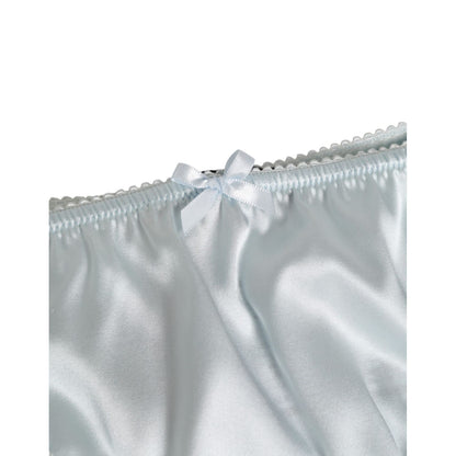 Dolce & Gabbana Gray Silk Satin Floral Lace Panty Brief Underwear