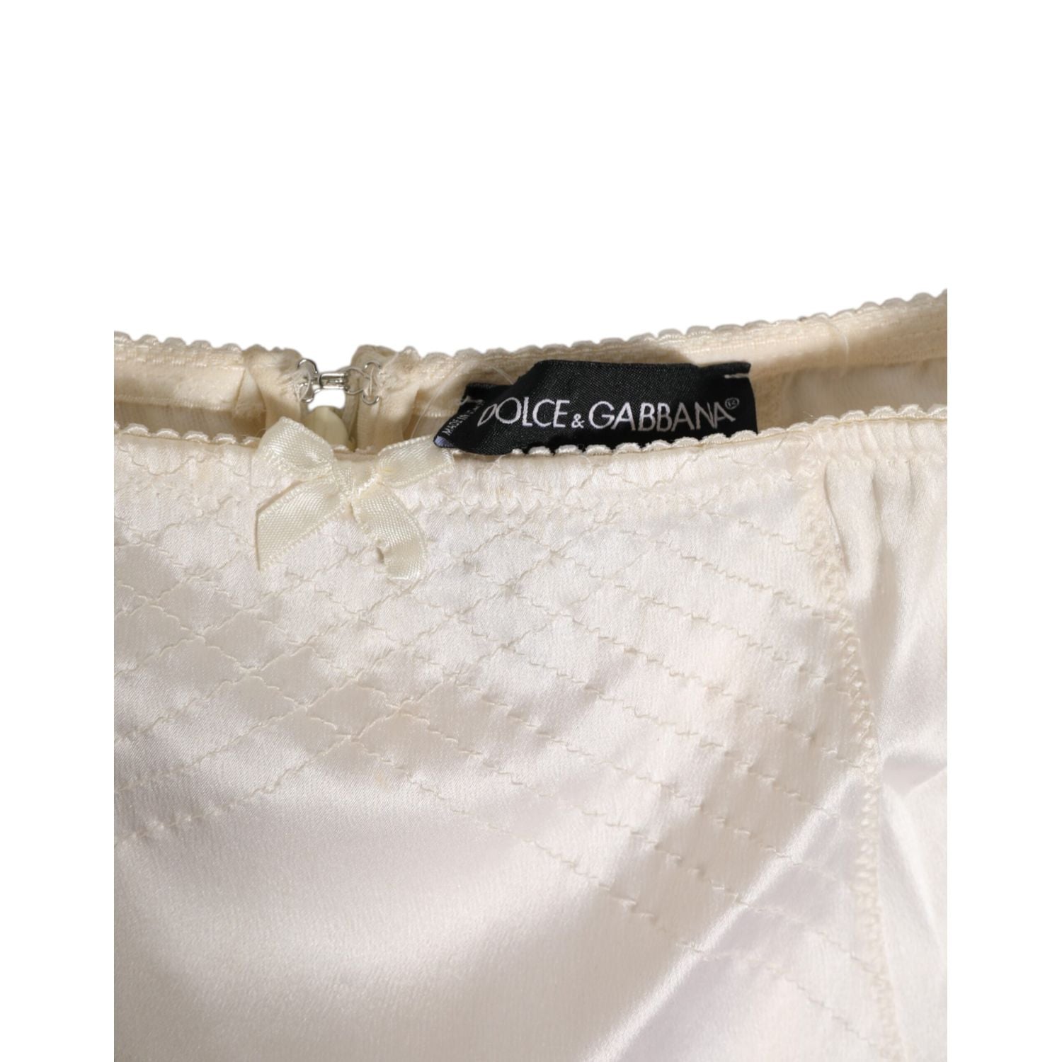 Dolce & Gabbana Off White Silk High Waist Girdle Panty Underwear