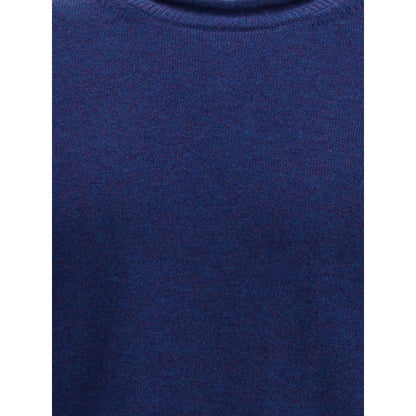 Comme Des Garçons Blue Wool Sweatshirt with ribbed knit texture, long sleeves, round neckline, ideal for elegant everyday wear, AW25 season.