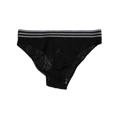 Dolce & Gabbana Black Lace Nylon High Waist Panty Underwear