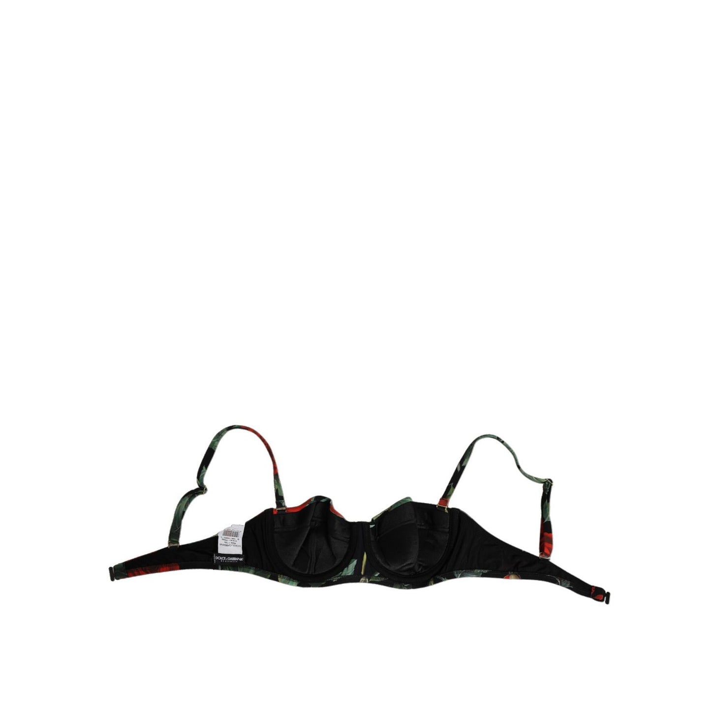 Dolce & Gabbana Black Floral Nylon Padded Balconnet Bra Underwear