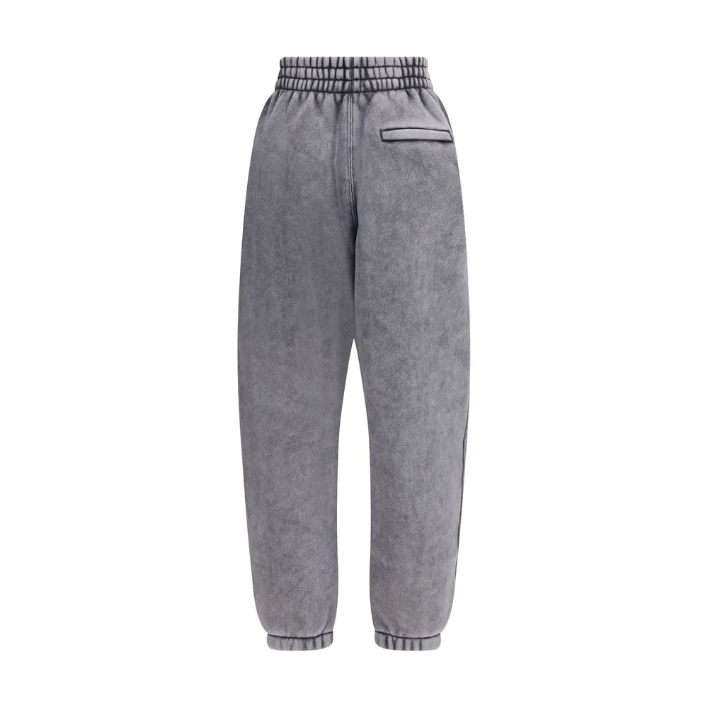 Alexander Wang Gray Cotton Joggers with puff-print logo, elastic waistband, and zip pockets, perfect for modern casual style.