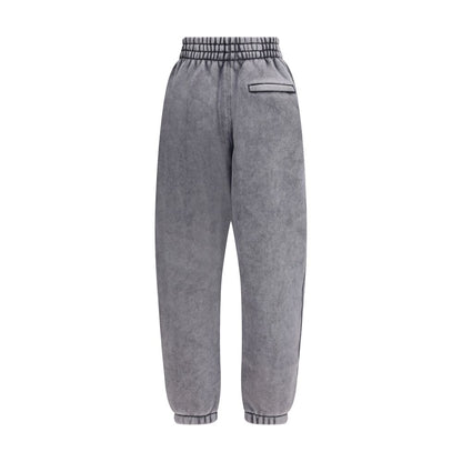 Alexander Wang Gray Cotton Joggers with puff-print logo, elastic waistband, and zip pockets, perfect for modern casual style.