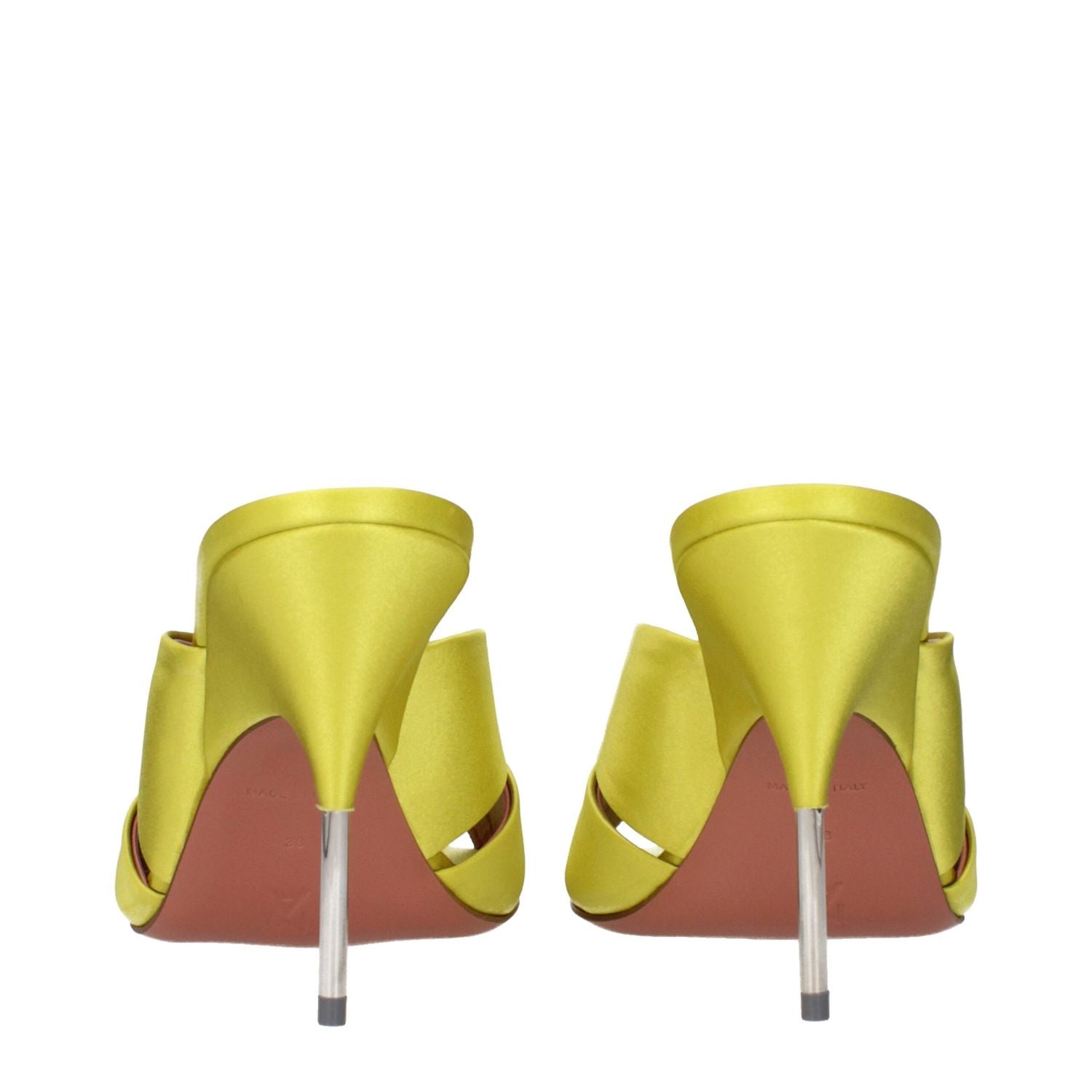 Amina Muaddi Green Satin Stiletto Heel Sandals