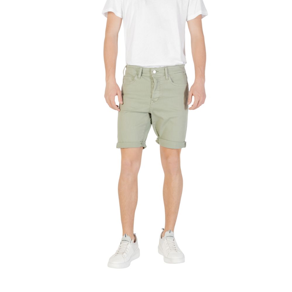 Replay Green Cotton Bermuda Shorts