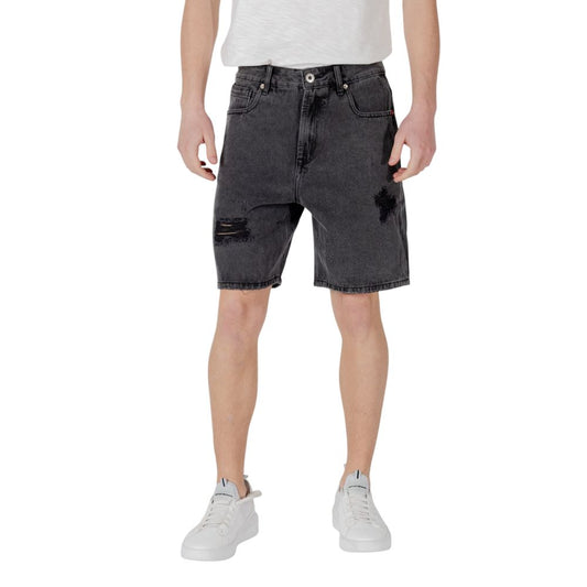 Gianni Lupo Black Cotton Bermuda Shorts