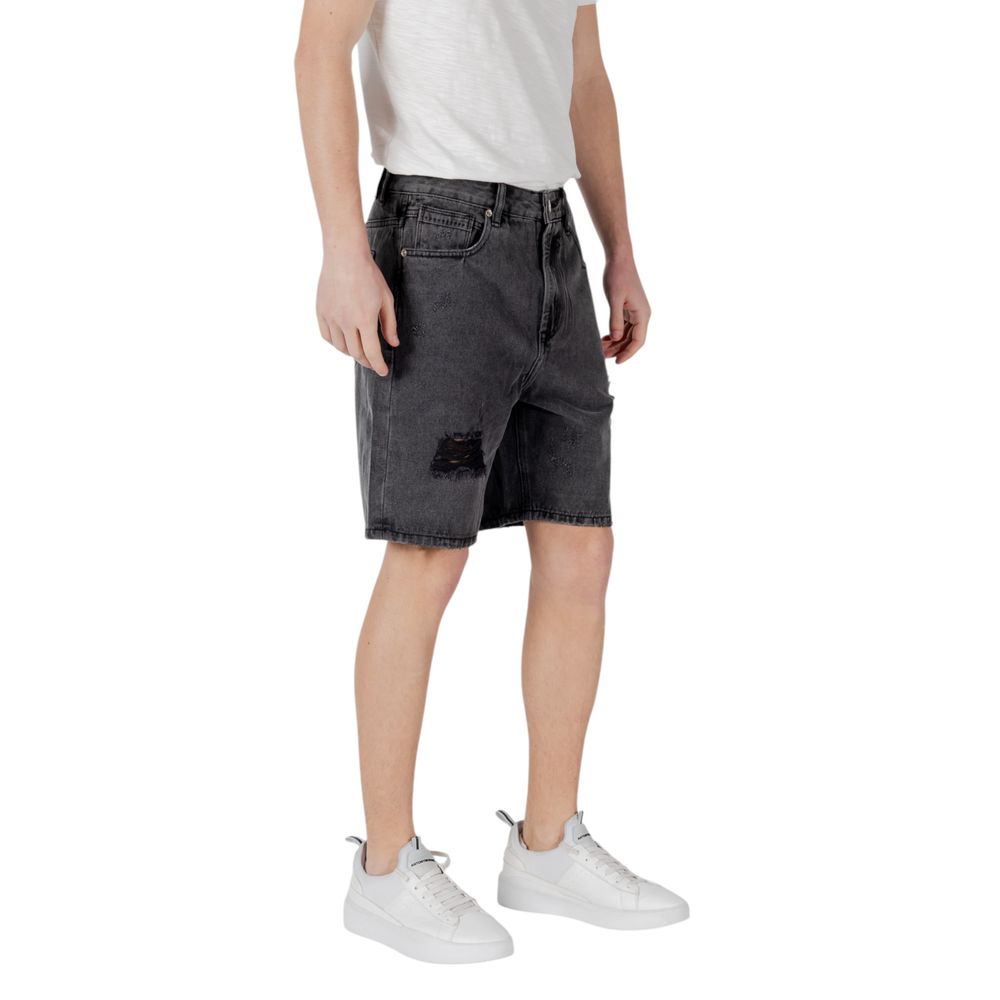Gianni Lupo Black Cotton Bermuda Shorts