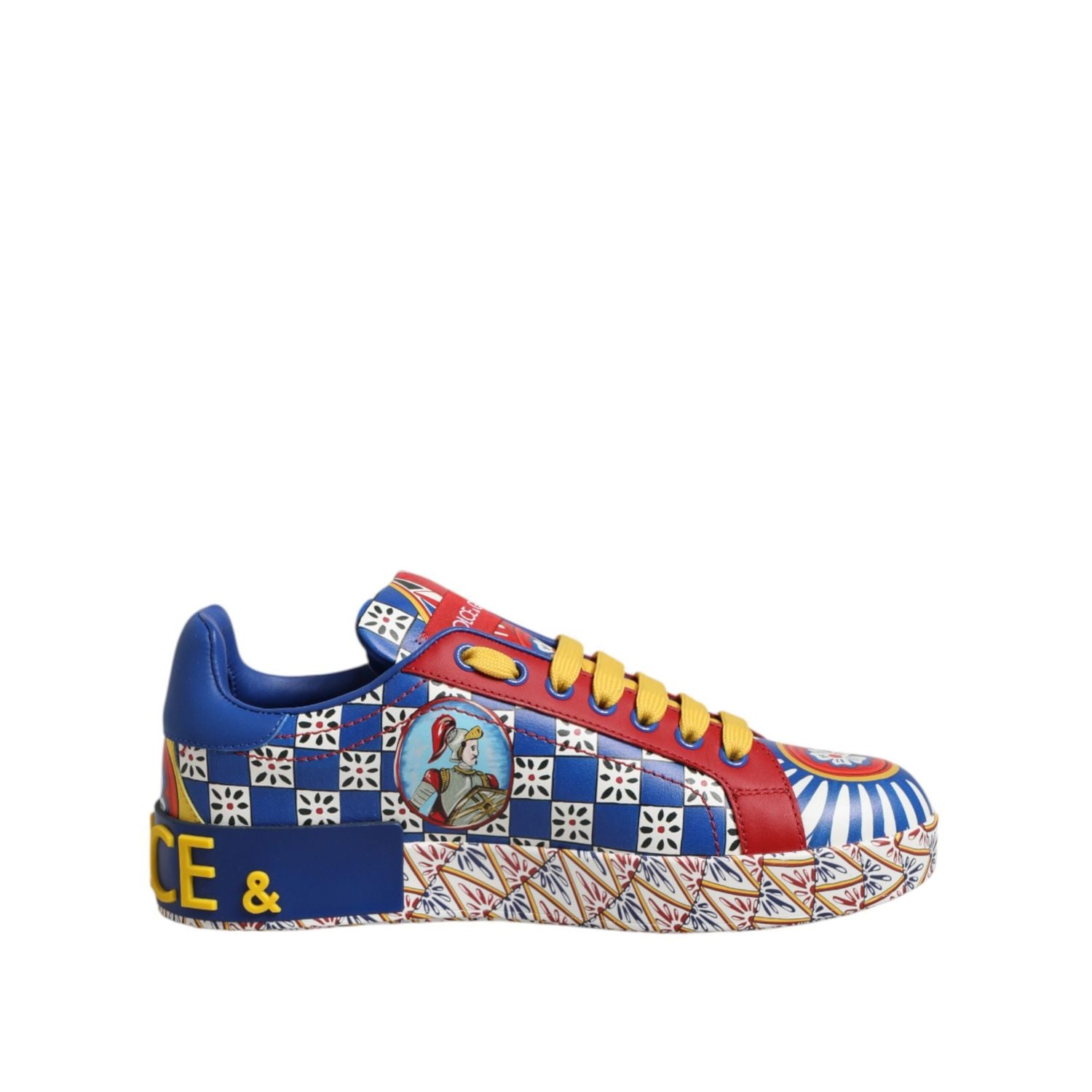 Dolce & Gabbana Portofino Carretto Printed Leather Sneakers Shoes