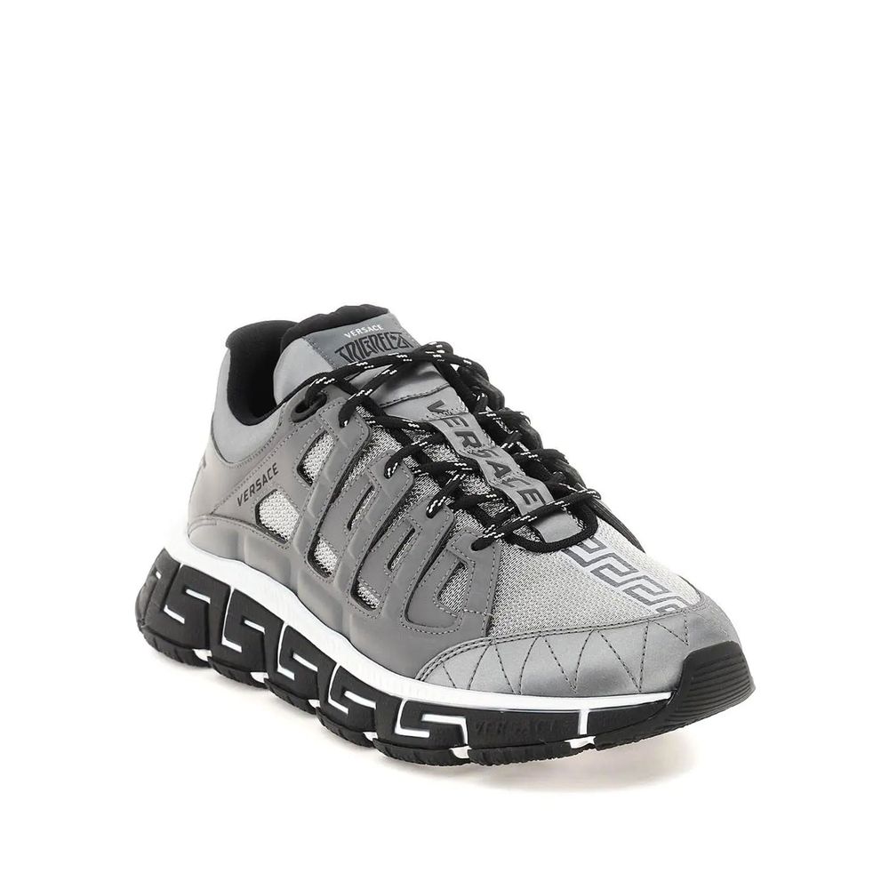 Versace Silver Fabric Athletic Sneakers