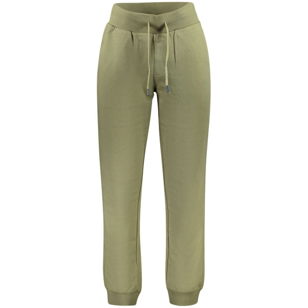 North Sails Green Cotton Pant with elastic waist, ankle cuffs, and three pockets, made from organic cotton.