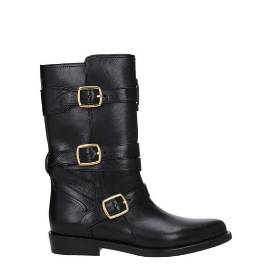 Celine Black Leather Flat Boots