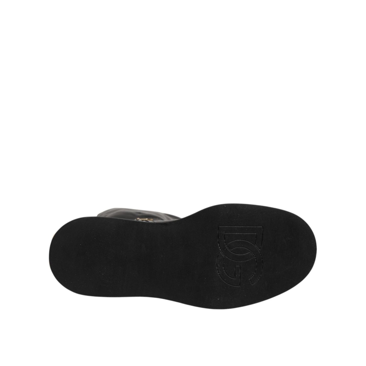 Dolce & Gabbana Black Logo Plaque Over The Calf Boots Shoes