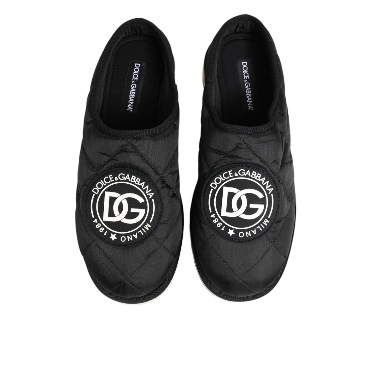 Dolce & Gabbana Black Nylon Low Top Slip On Sneaker Shoes