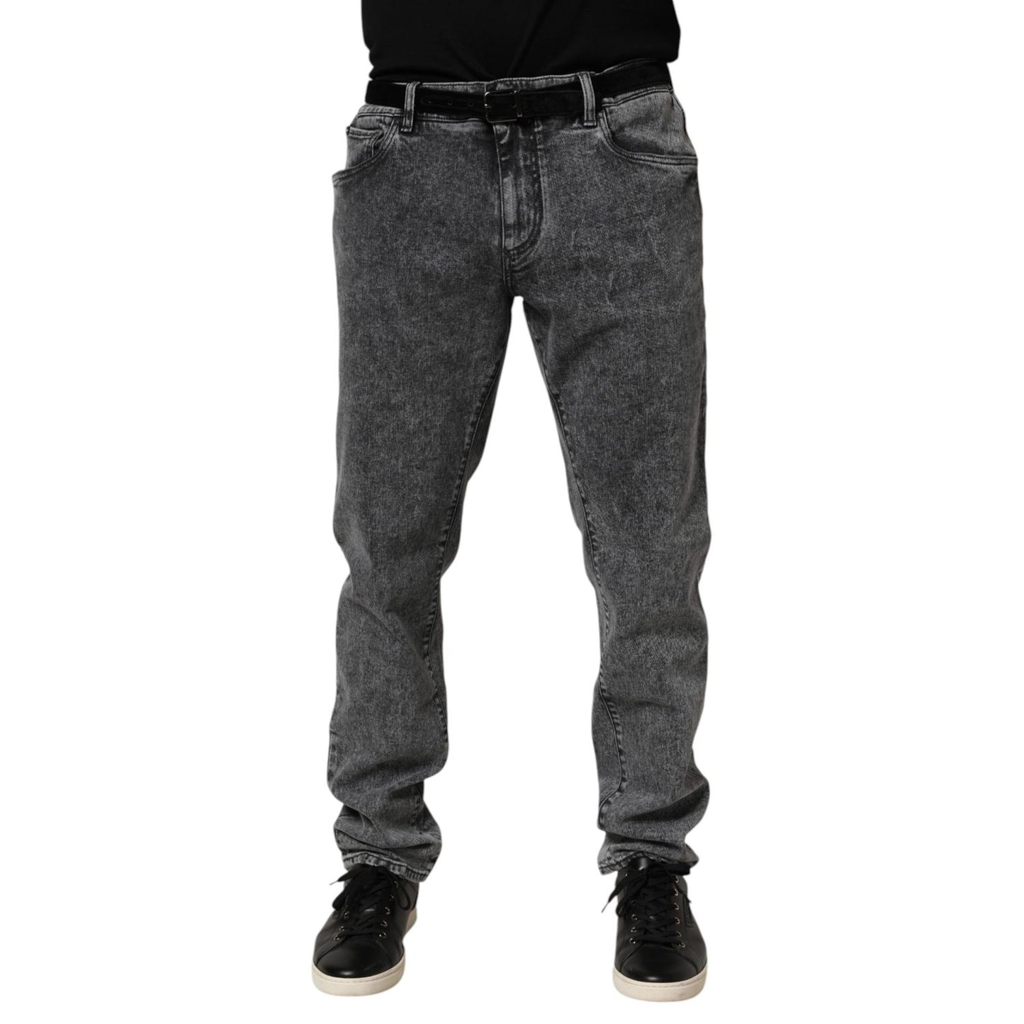 Dolce & Gabbana Gray Cotton Slim Fit Denim Trouser Jeans