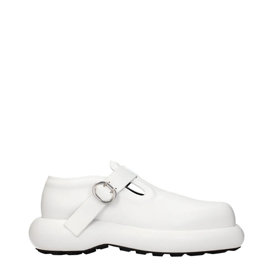 Jil Sander White Leather Slip-On Loafers