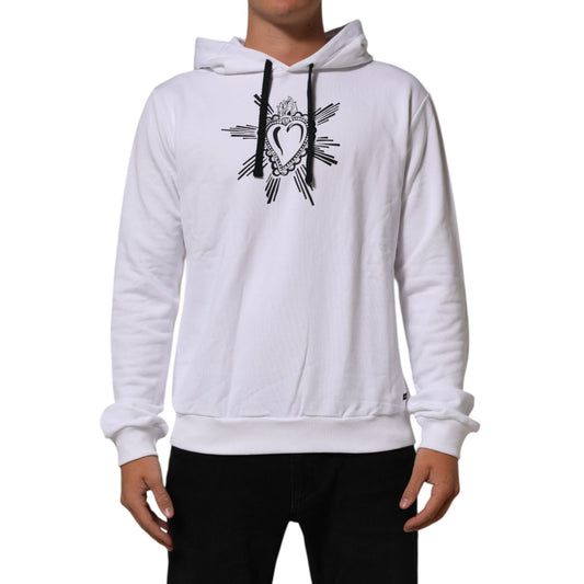 Dolce & Gabbana White Sacred Heart Hooded Sweatshirt Sweater