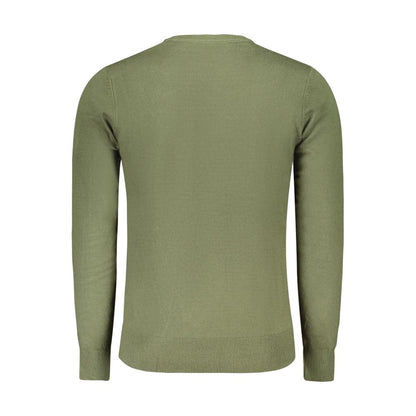 Back view of the North Sails Green Nylon Sweater featuring long sleeves and crew neck design with logo embroidery.