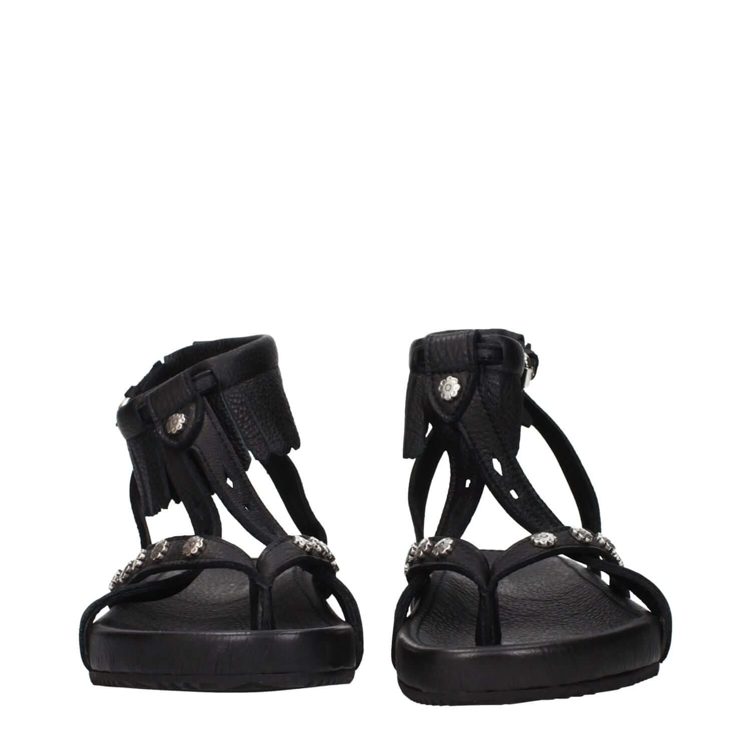 Isabel Marant Black Leather Flat Sandals