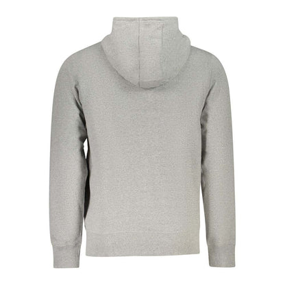 Back view of Accademia Militare Gray Cotton Men Hoodie showing hood and sleeves.