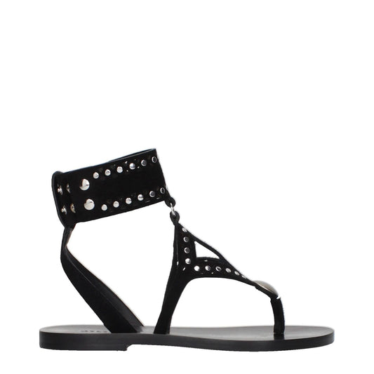 Isabel Marant Black Leather Flip-Flop Sandals