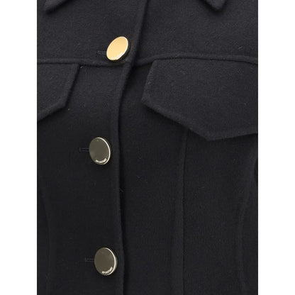 Max Mara Black Fleece Wool Coat