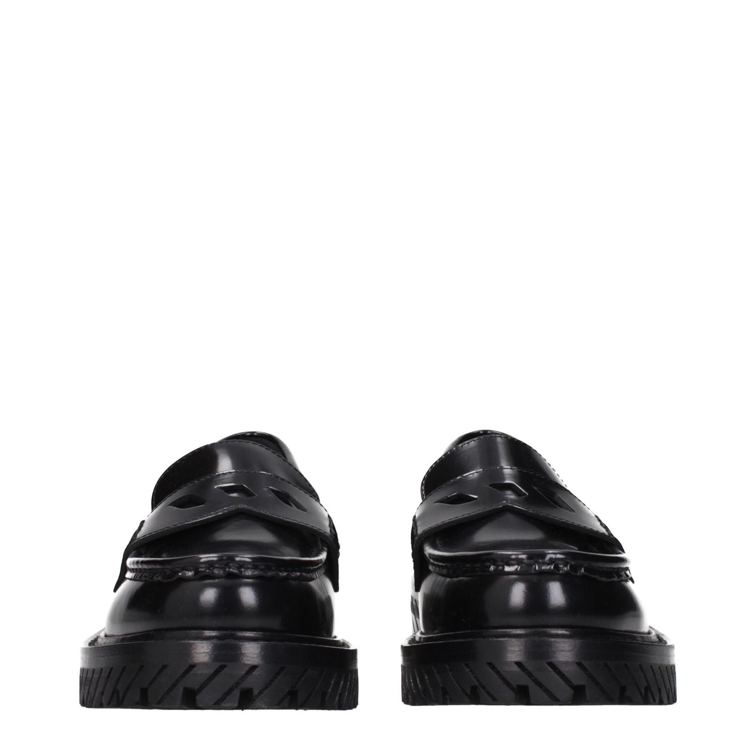 Off-White Black Leather Slip-On Loafers