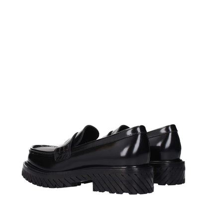 Off-White Black Leather Slip-On Loafers