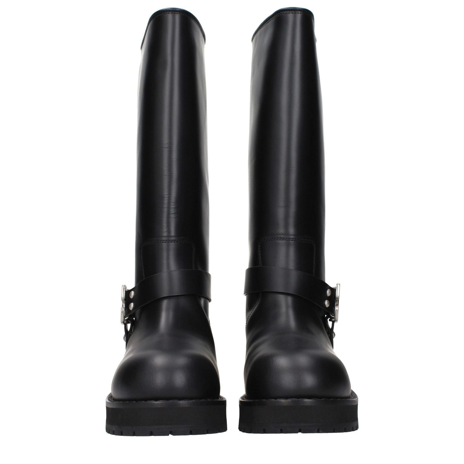 Off-White Black Leather Flat Boots