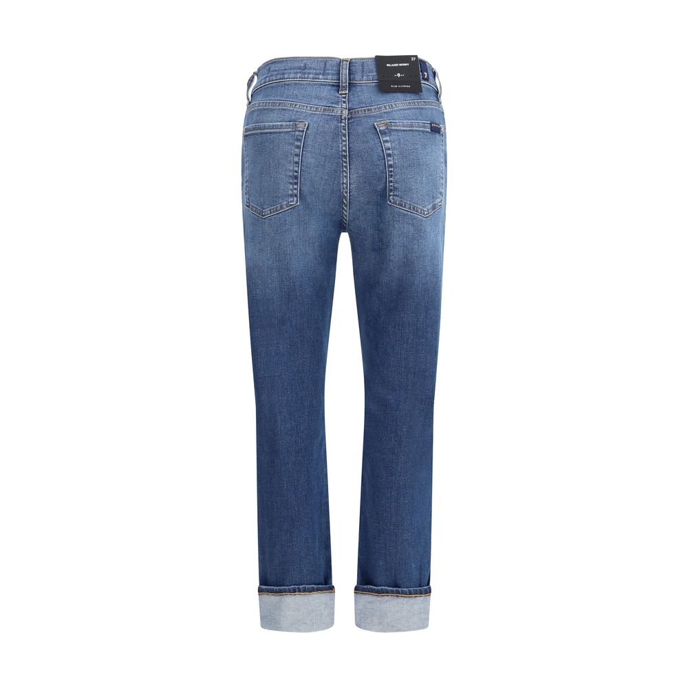7FOR Blue Cotton Relaxed Fit Jeans