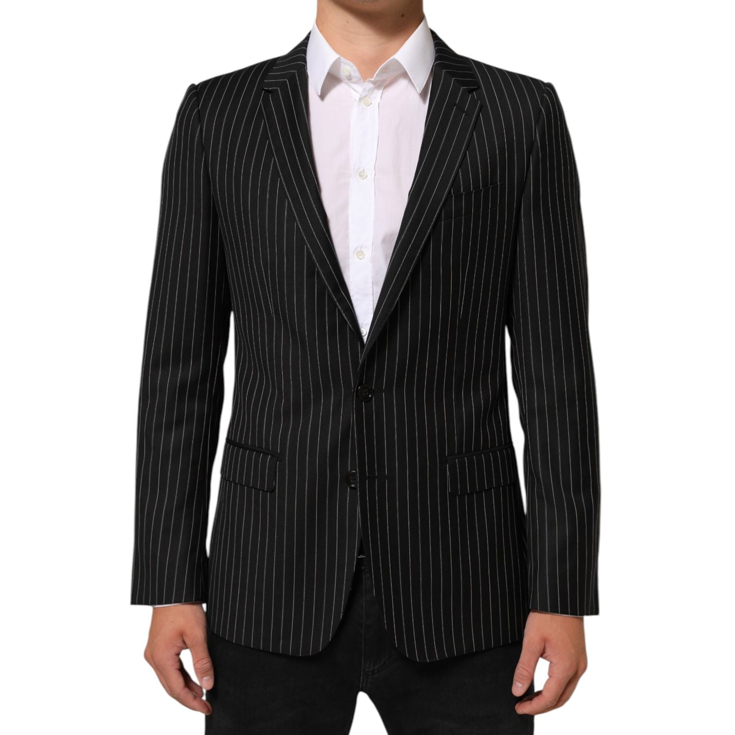 Dolce & Gabbana Dark Gray Stripes MARTINI 1 Button Suit Blazer
