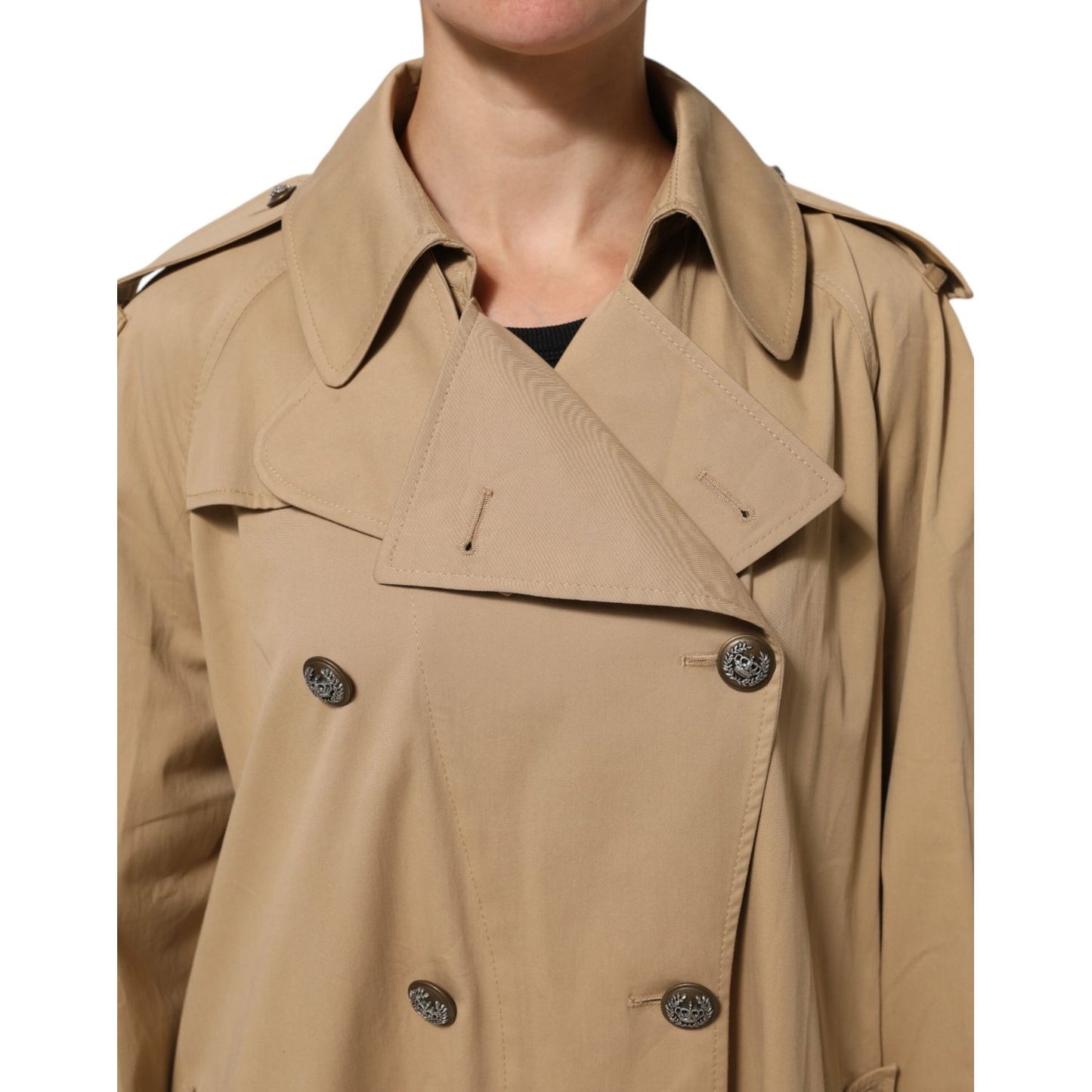 Dolce & Gabbana Khaki Double Breasted Trench Coat Jacket