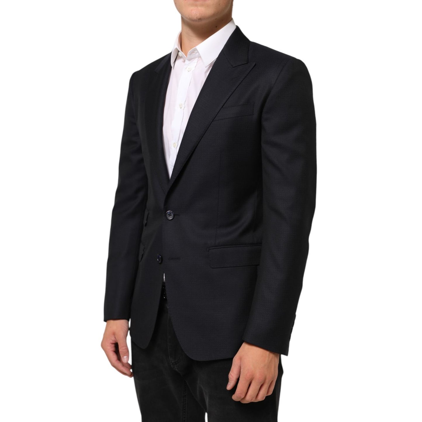 Dolce & Gabbana Black Wool NAPOLI 2 Button Men Suit Blazer