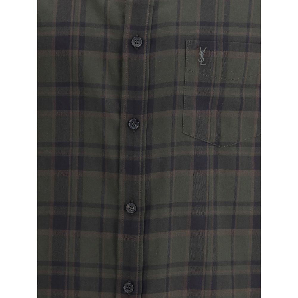 Saint Laurent Green Cotton Pattern Shirt